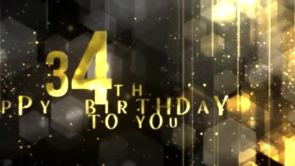 Congratulations 34Th Birthday Luxury Gold Style Awarding Happy Birthday Years — Stockvideo