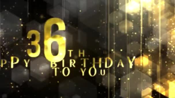Congratulations 36Th Birthday Luxury Gold Style Awarding Happy Birthday Years — Stockvideo