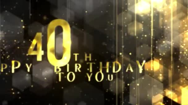 Congratulations 40Th Birthday Luxury Gold Style Awarding Happy Birthday Years — Αρχείο Βίντεο