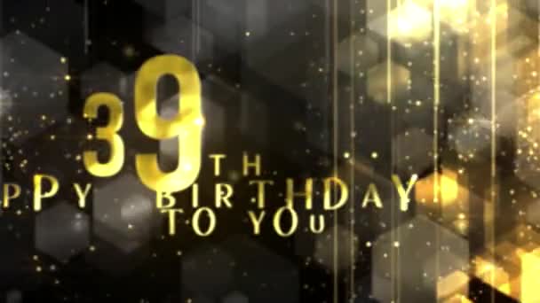 Congratulations 39Th Birthday Luxury Gold Style Awarding Happy Birthday Years — Stok video