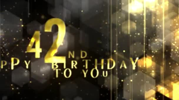 Congratulations 42Nd Birthday Luxury Gold Style Awarding Happy Birthday Years — Vídeo de stock