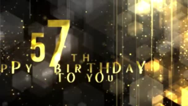 Gefeliciteerd Met 57E Verjaardag Luxe Gouden Stijl Toekenning Van Gelukkige — Stockvideo