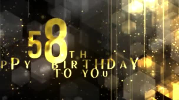 ラグジュアリーゴールドスタイルの58歳の誕生日おめでとう ハッピーバースデー 58歳 — ストック動画