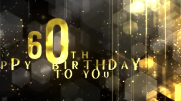 Felicitaciones Por 60º Cumpleaños Estilo Oro Lujo Concesión Feliz Cumpleaños — Vídeo de stock