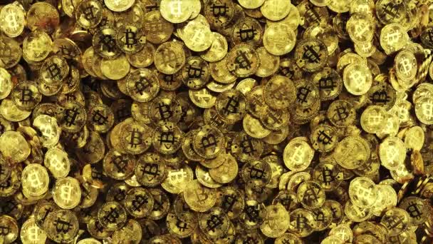 Πολλά Χρυσά Νομίσματα Μαύρο Τραπέζι — Αρχείο Βίντεο