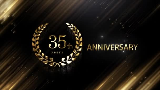 35Th Aniversário Saudações Com Golden Laurel Coroa Aniversário Saudações — Vídeo de Stock