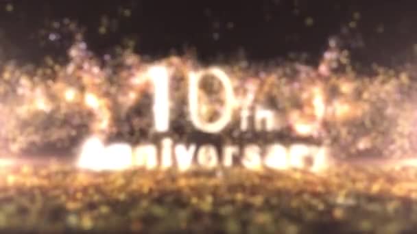 10周年記念バナー ゴールデンパーティクル ハッピー記念日の挨拶 — ストック動画