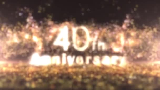40Th Anniversary Congratulations Banner Golden Particles Anniversary Greetings — Stock Video