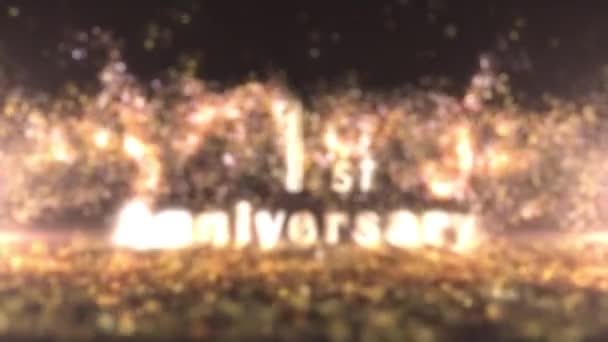 Happy 1St Anniversary Banner Golden Particles Happy Anniversary — Stockvideo
