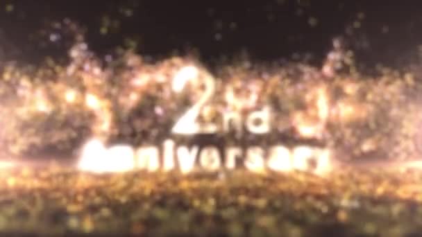 ハッピー2周年記念バナー ゴールデンパークルズ ハッピーアニバーサリー — ストック動画