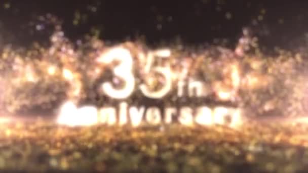 Χαρούμενη 35Η Επέτειος Μπάνερ Χρυσά Σωματίδια Επέτειος Χαιρετισμοί — Αρχείο Βίντεο