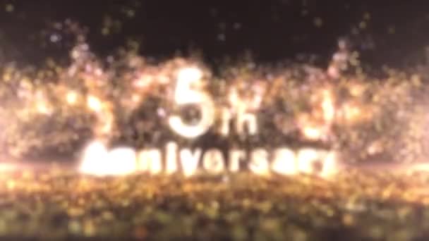 Grattis Femårsdagen Banner Gyllene Partiklar Grattis Årsdagen — Stockvideo