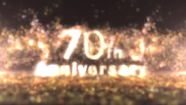 Felice 70Esimo Anniversario Bandiera Particelle Oro Anniversario Saluti — Video Stock