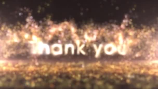 Inscrição Obrigado Partículas Douradas Estilo Luxo Gratidão Logotipo Dourado — Vídeo de Stock