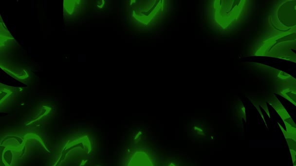 Мультфильм Огонь Зеленого Цвета Аниме Огонь Альфа Каналом — стоковое видео