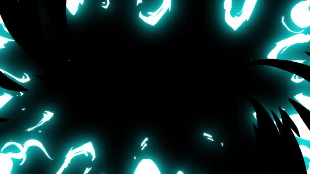 Мультфильм Огонь Белый Бирюзовый Цвет Аниме Графика Аниме Огонь Альфа — стоковое видео