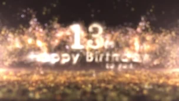 Happy 13Th Birthday Greeting Golden Confetti Particles 13Th Birthday Birthday — Stock Video