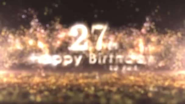 ハッピー27歳の誕生日 ゴールデンデッキと粒子 27歳の誕生日 誕生日のお祝い — ストック動画