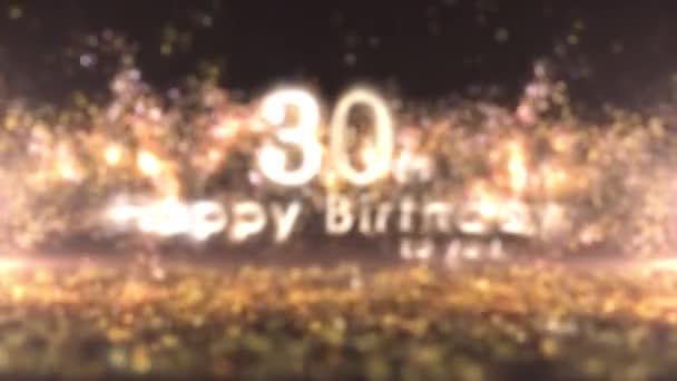 Happy 30Th Birthday Greeting Golden Confetti Particles 30Th Birthday Birthday — Stock video