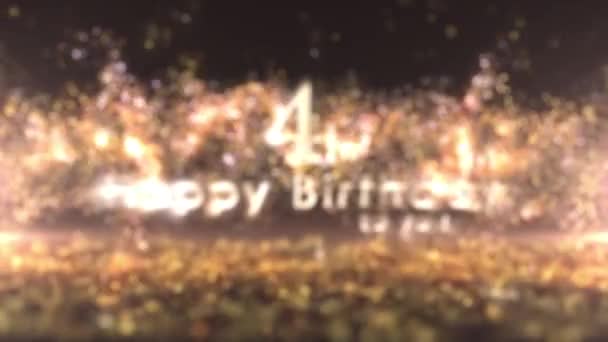 Buon Quarto Compleanno Saluto Con Coriandoli Oro Particelle Quarto Compleanno — Video Stock