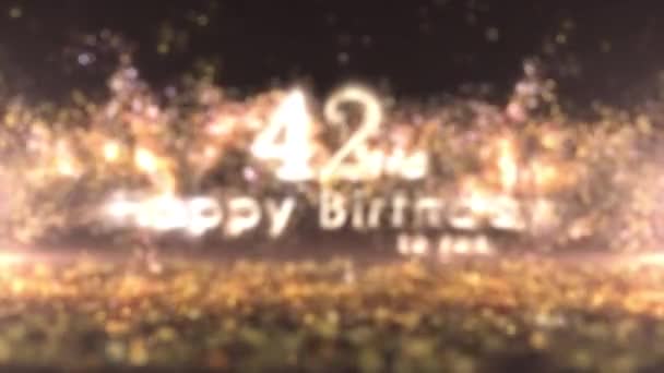 ハッピー42歳の誕生日 黄金の菓子と粒子 42歳の誕生日 誕生日のお祝い — ストック動画
