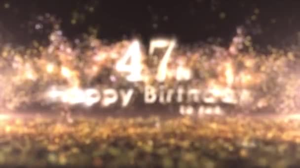 47歳の誕生日おめでとうございます 金の菓子と粒子 47歳の誕生日 誕生日のお祝い — ストック動画