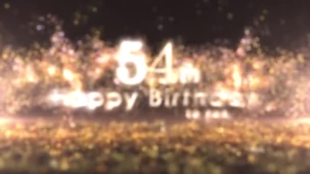 Gelukkige 54E Verjaardag Begroeting Met Gouden Confetti Deeltjes 54E Verjaardag — Stockvideo