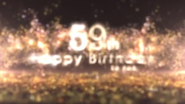 Gelukkige 59E Verjaardag Begroeting Met Gouden Confetti Deeltjes 59E Verjaardag — Stockvideo