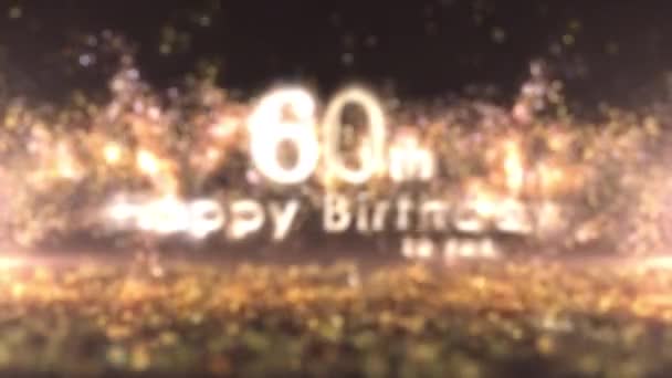 ハッピー60歳の誕生日 ゴールデンデッキと粒子 60歳の誕生日 誕生日のお祝い — ストック動画