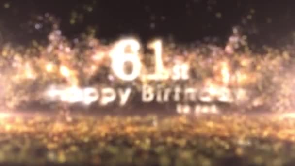 ハッピー61歳の誕生日 黄金の菓子と粒子 61歳の誕生日 誕生日のお祝い — ストック動画