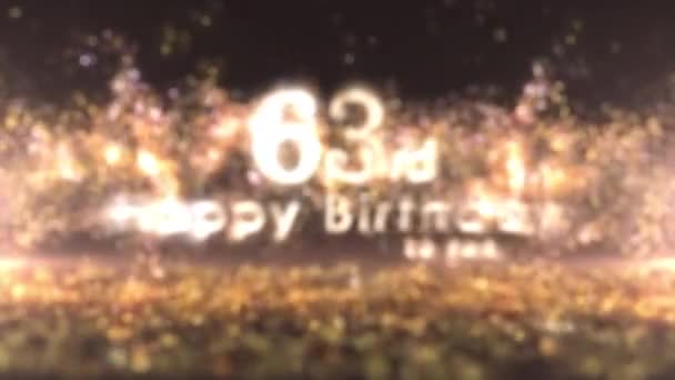 Gelukkige 63E Verjaardag Begroeting Met Gouden Confetti Deeltjes 63E Verjaardag — Stockvideo