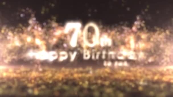 Gelukkige 70Ste Verjaardag Begroeting Met Gouden Confetti Deeltjes 70Ste Verjaardag — Stockvideo