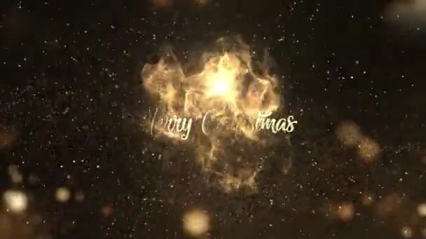 Χαιρετισμός Καλά Χριστούγεννα Χρυσά Σωματίδια Και Bokeh — Αρχείο Βίντεο