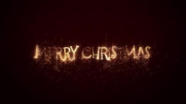 Золоте Різдвяне Привітання Червоному Тлі Золотими Частинками — стокове відео