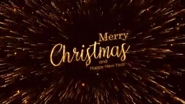 Frohe Weihnachten Und Ein Gutes Neues Jahr Goldenes Feuerwerk — Stockvideo