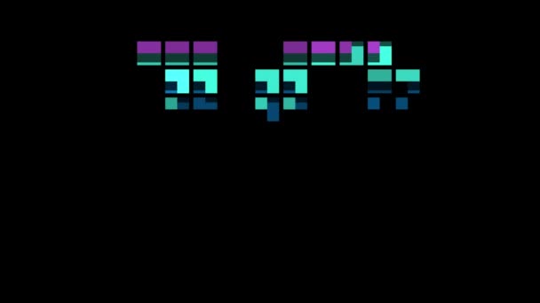 Pixelnummer Retrostil Nummer Nitton Alfakanal — Stockvideo