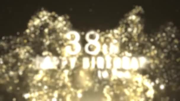 38歳の誕生日おめでとう 黄金の粒子 ハッピーバースデー挨拶 — ストック動画