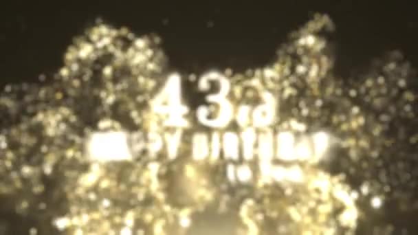 Buon 43Esimo Compleanno Saluto Con Particelle Oro Buon Compleanno Saluto — Video Stock