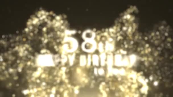 Feliz Aniversário 58Th Saudação Com Partículas Ouro Feliz Aniversário Saudação — Vídeo de Stock