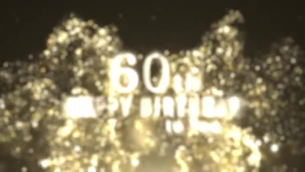 Gelukkige 60E Verjaardag Begroeting Met Gouden Deeltjes Gelukkige Verjaardag Begroeting — Stockvideo