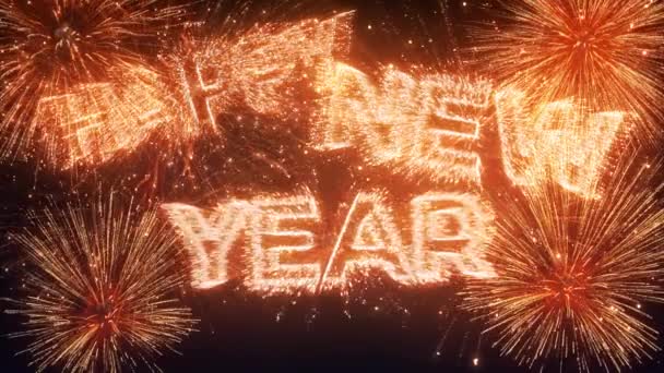 Gefeliciteerd Gelukkig Nieuwjaar Gelukkig Nieuwjaar 2024 Groot Vuurwerk Gelukkig Nieuwjaar — Stockvideo