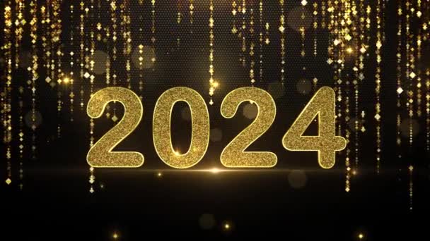 Поздравления 2024 Годом Новый Год Логотип Класса Люкс Золотая Надпись — стоковое видео