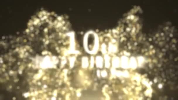 Buon Decimo Compleanno Saluto Con Particelle Oro Buon Compleanno Saluto — Video Stock