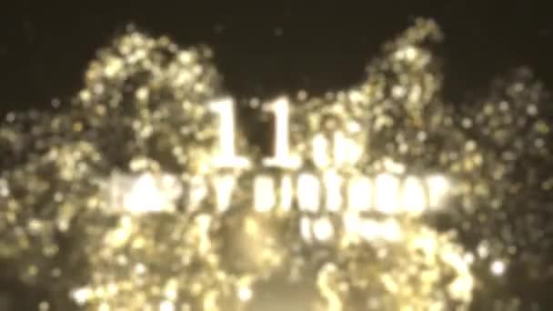 Happy 11Th Birthday Greeting Golden Particles Happy Birthday Greeting — Stock Video