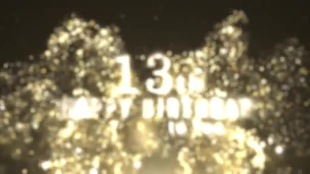 ハッピー13歳の誕生日 黄金の粒子 ハッピーバースデーの挨拶 — ストック動画