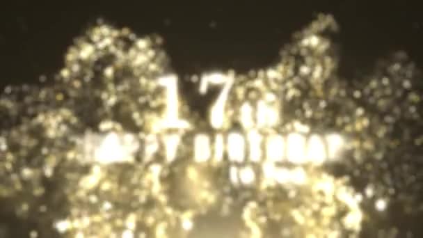 Χρόνια Πολλά 17Α Γενέθλια Χαιρετισμό Χρυσά Σωματίδια Χρόνια Πολλά Χαιρετισμό — Αρχείο Βίντεο