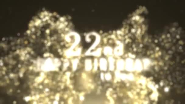Feliz Aniversário 22Nd Saudação Com Partículas Ouro Feliz Aniversário Saudação — Vídeo de Stock