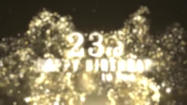 Feliz Aniversário 23Rd Cumprimentando Com Partículas Ouro Cumprimentos Aniversário Feliz — Vídeo de Stock