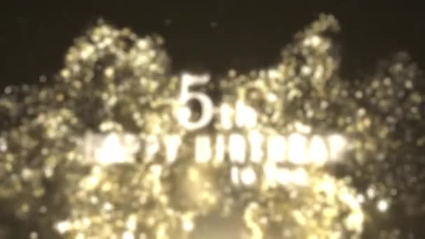 Buon Quinto Compleanno Saluto Con Particelle Oro Buon Compleanno Saluto — Video Stock