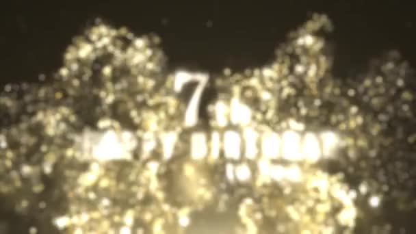 Happy 7Th Birthday Greeting Golden Particles Happy Birthday Greeting — Stock video